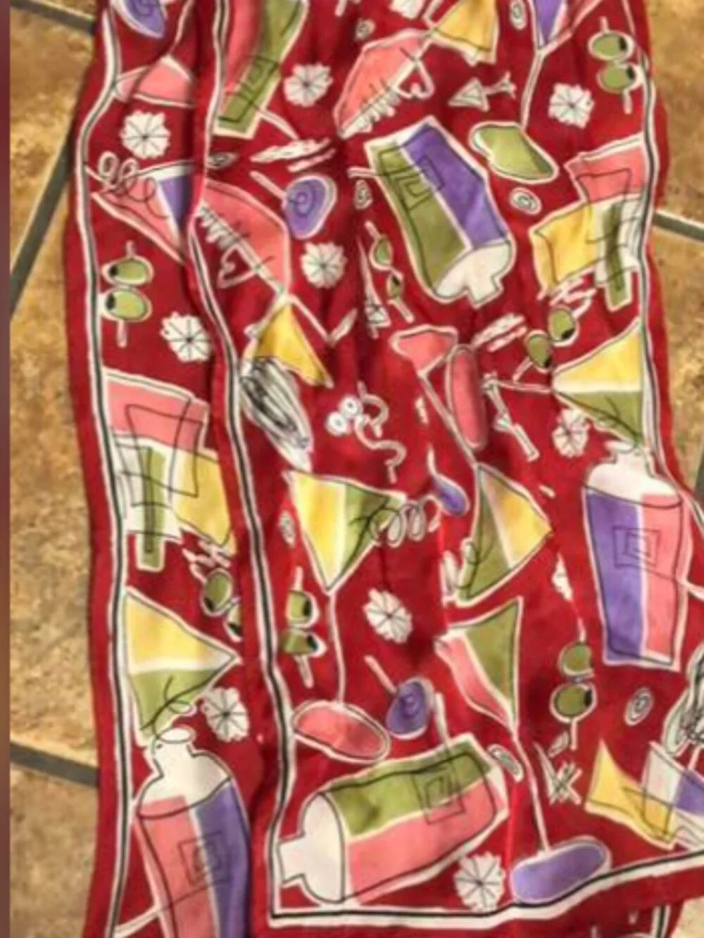 Vintage Shaker, Martini, Cosmo, Olives Scarf